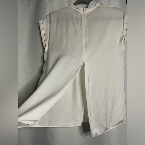 Sandro Paris White Courbe Studded Blouse Medium - Picture 9 of 13
